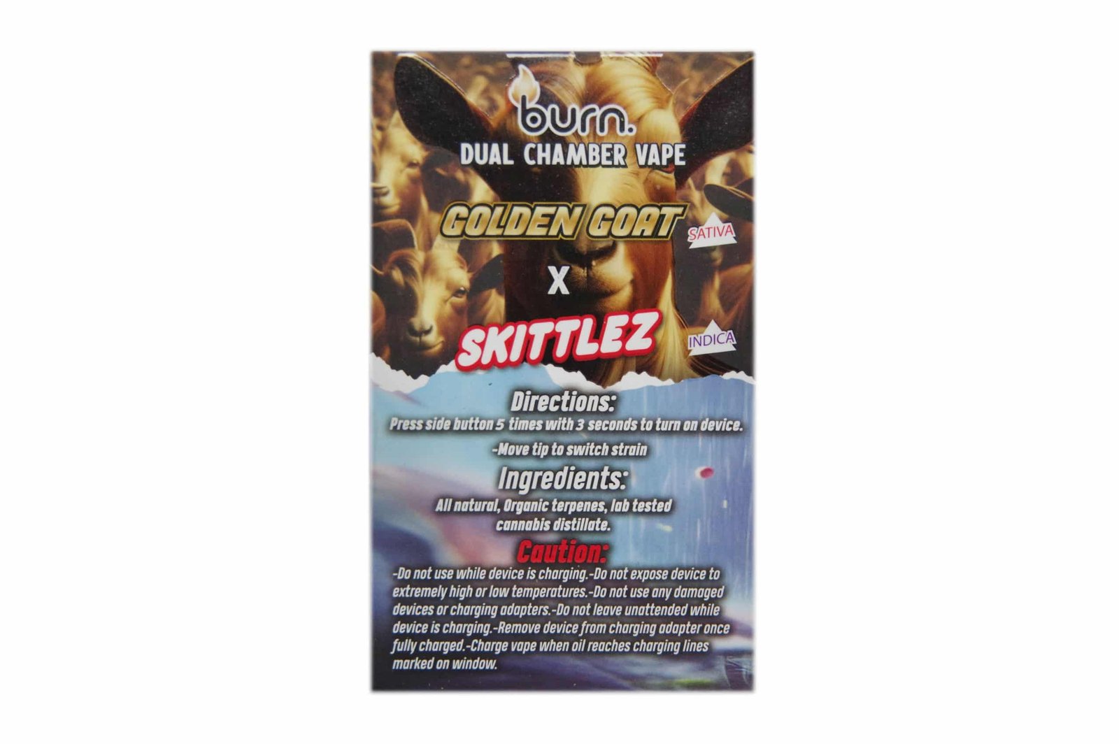 burn-extracts-dual-chamber-disposable-vape-golden-goat-skittlez-33-gram - Image 2
