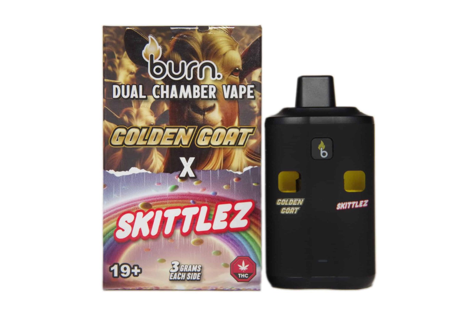 burn-extracts-dual-chamber-disposable-vape-golden-goat-skittlez-33-gram