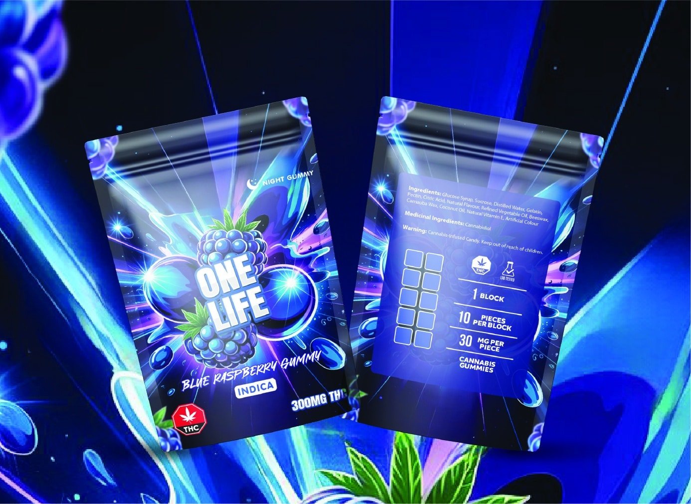 one-life-edibles-blue-raspberry-gummy-300mg-thc-indica